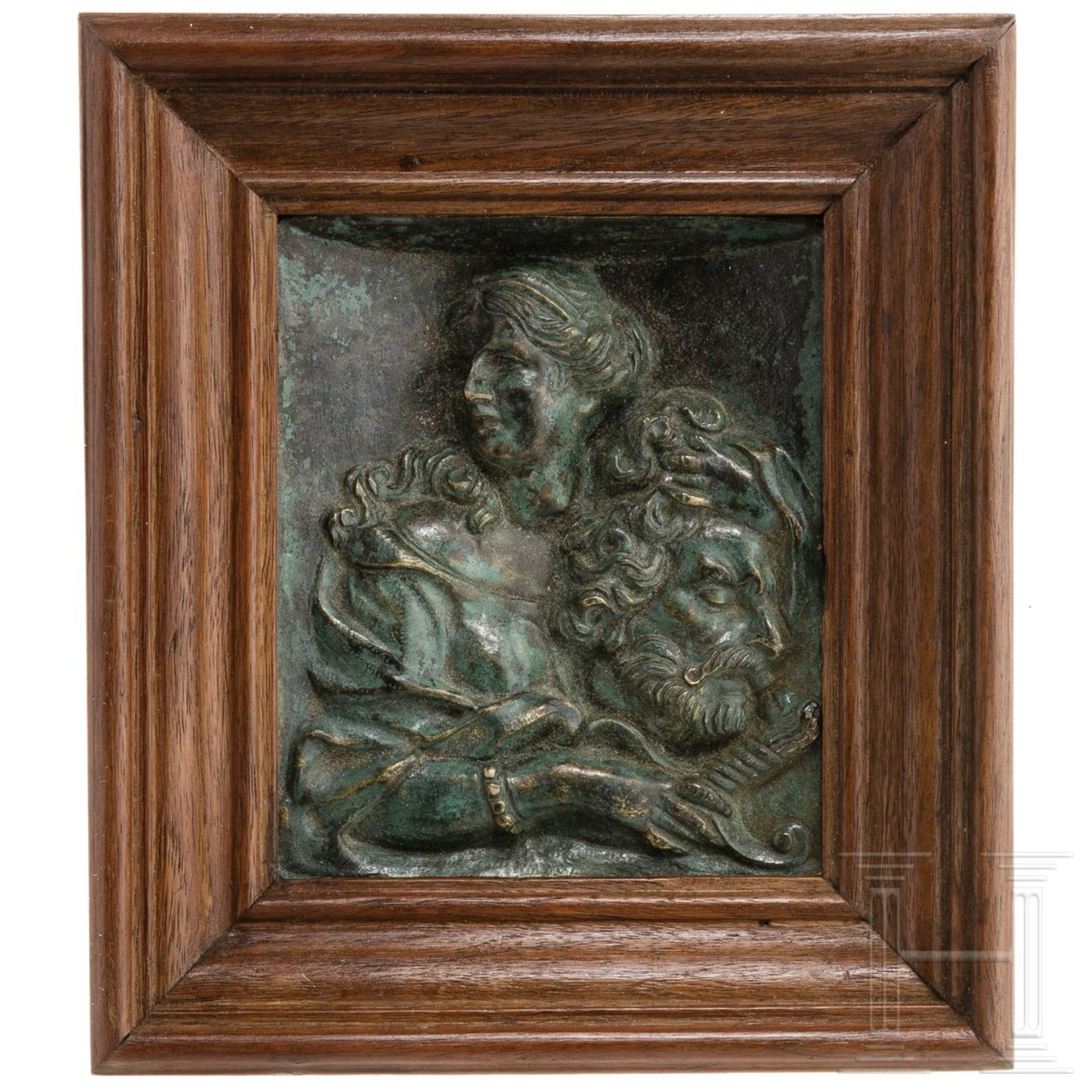 Bronzerelief mit der Darstellung Judiths mit dem Kopf des Holofernes, Italien, 19. Jhdt.
