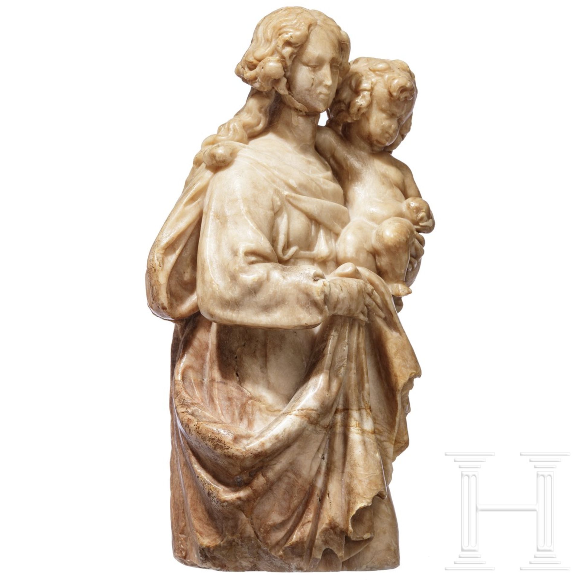 Madonnenfigur mit Jesuskind, Alabaster, flämisch, 16./17, Jhdt. - Image 5 of 9