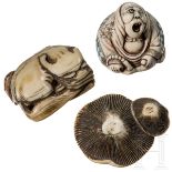 Drei Elfenbein-Netsuke, Japan, 19. Jhdt.