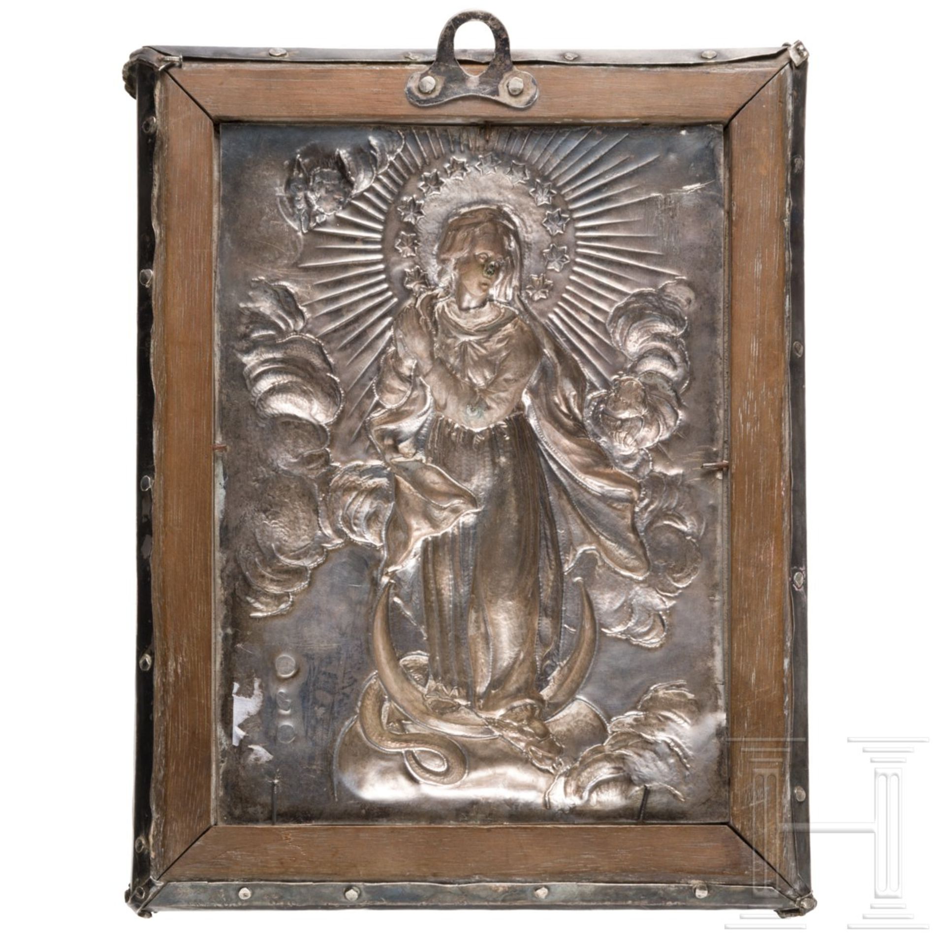 Maria Immaculata im Strahlenkranz in gemarktem Silber, um 1800 - Bild 2 aus 5