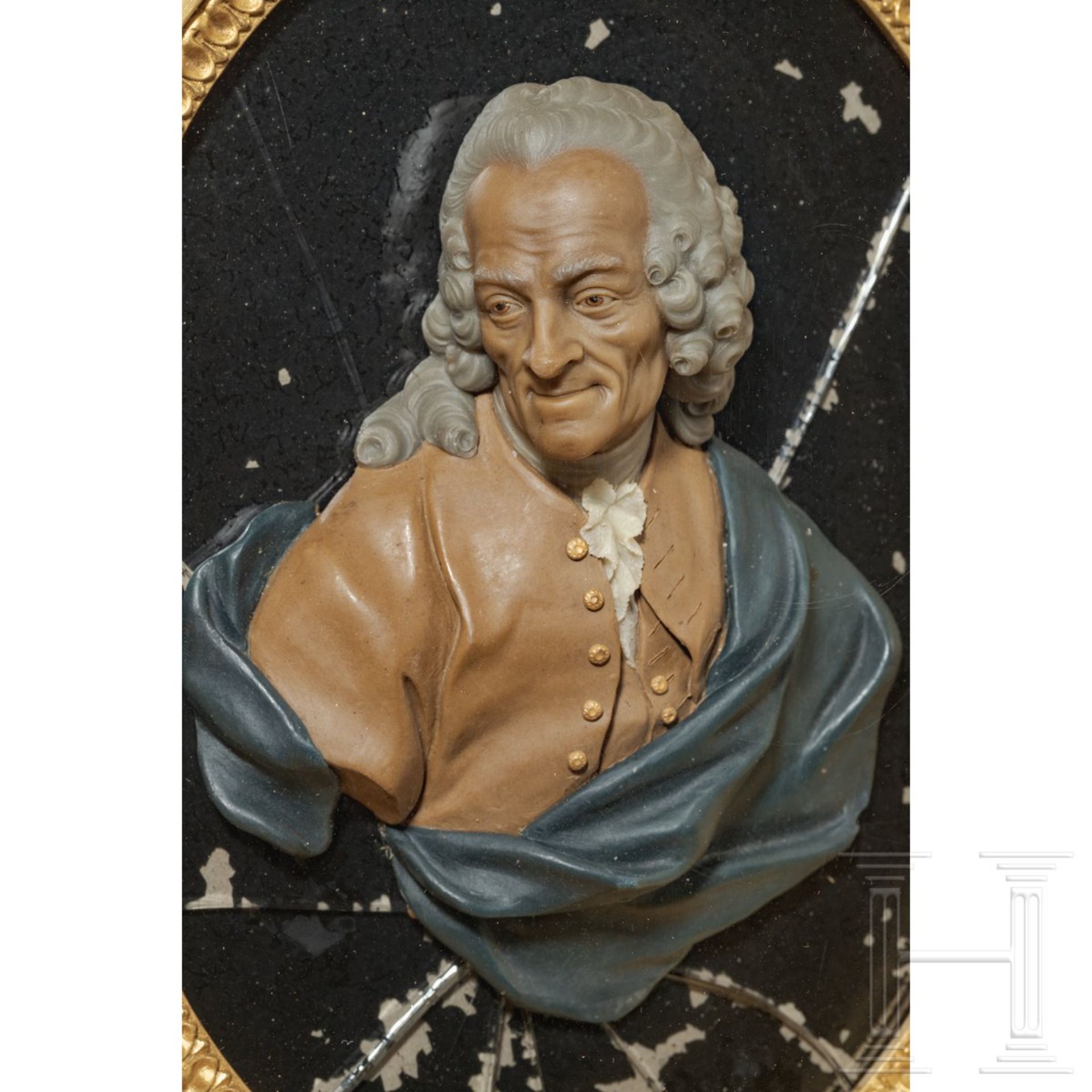 Wachsbossierung des Philosophen Voltaire, Caspar Bernhard Hardy, Köln, um 1780 - Bild 2 aus 3