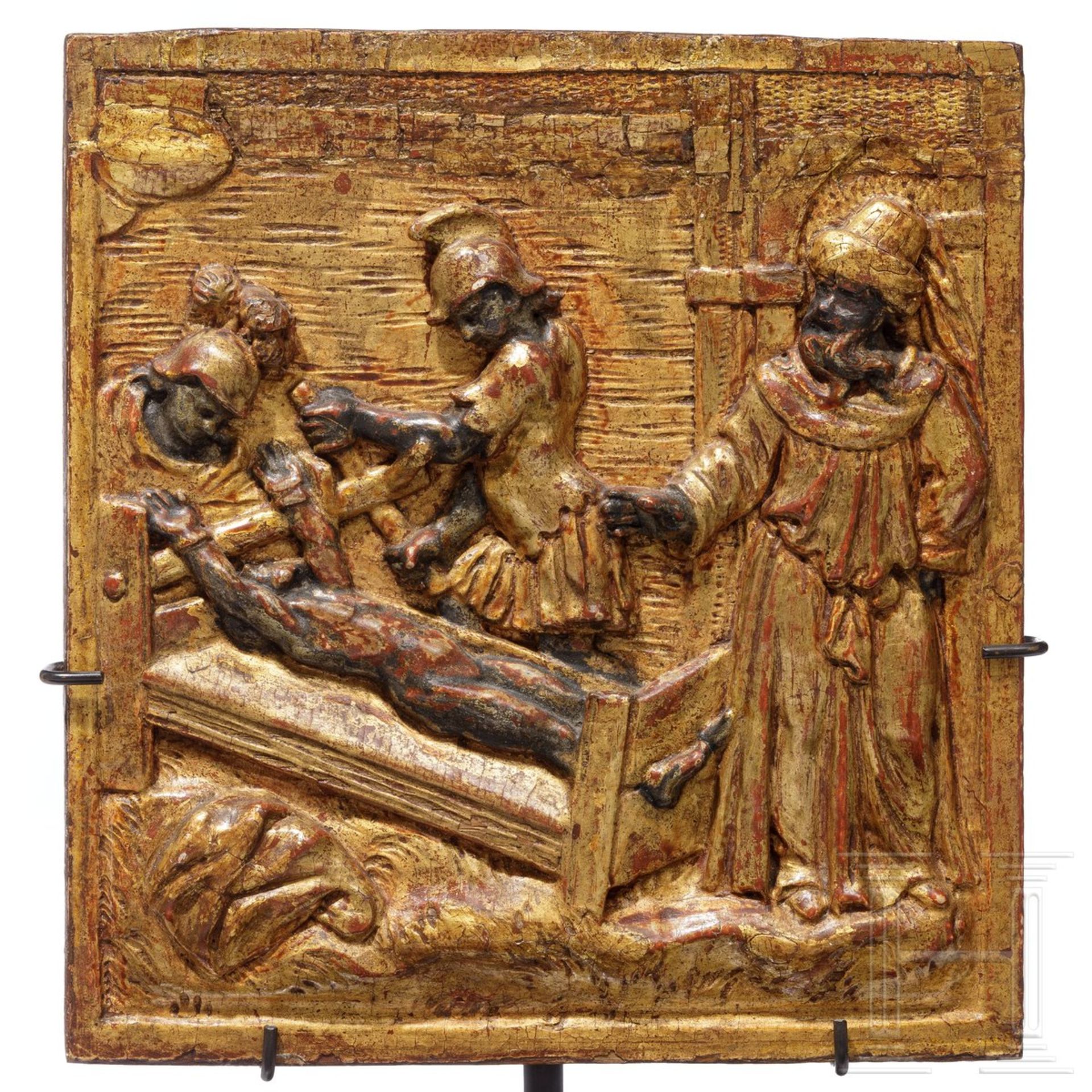Drei beschnitzte Paneele mit Märtyrerdarstellungen, Italien, 17. Jhdt. - Bild 2 aus 5