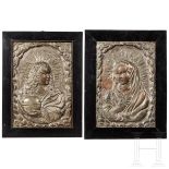 Zwei versilberte Reliefs, Jesus und Maria, süddeutsch, um 1700