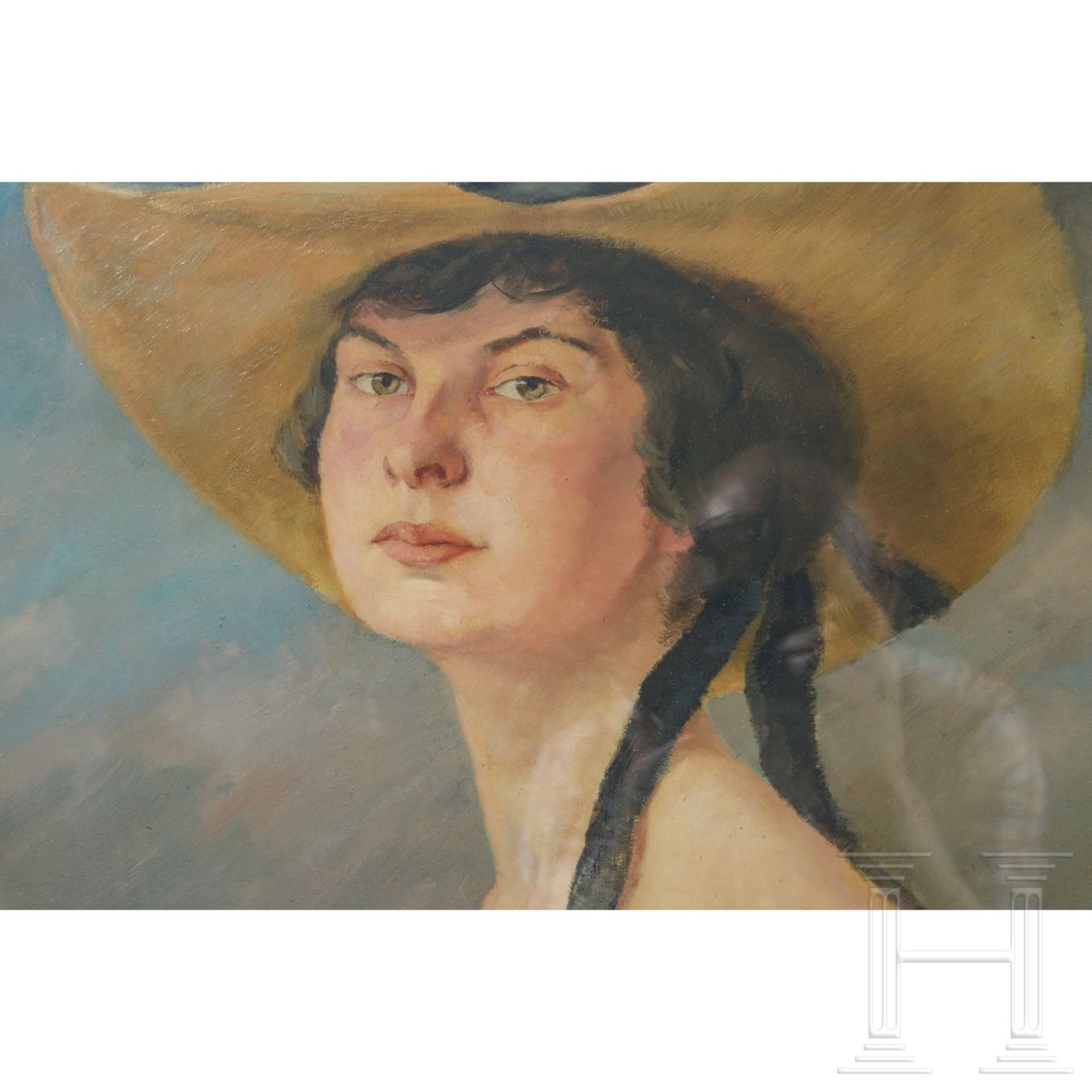 Toni Roth (1899 - 1971) - Portrait einer jungen Dame mit Hut - Bild 3 aus 4