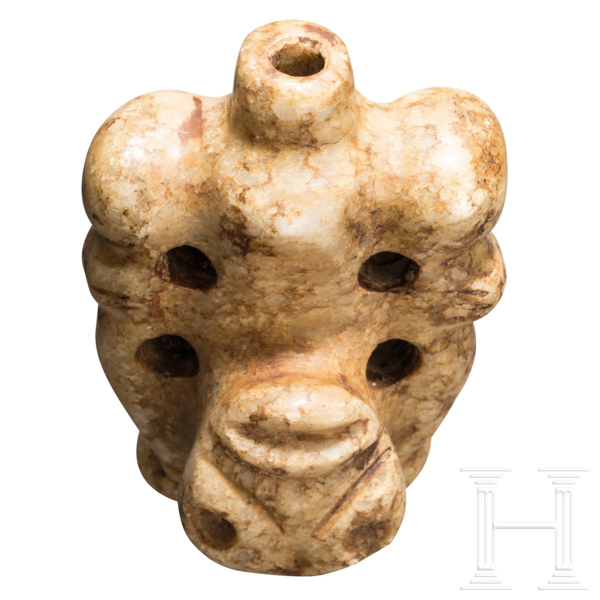 Ein Cohoba-Sauger in anthropomorpher Gestalt, Taino-Kultur, Karibik, 11. - 15. Jhdt. - Bild 3 aus 3