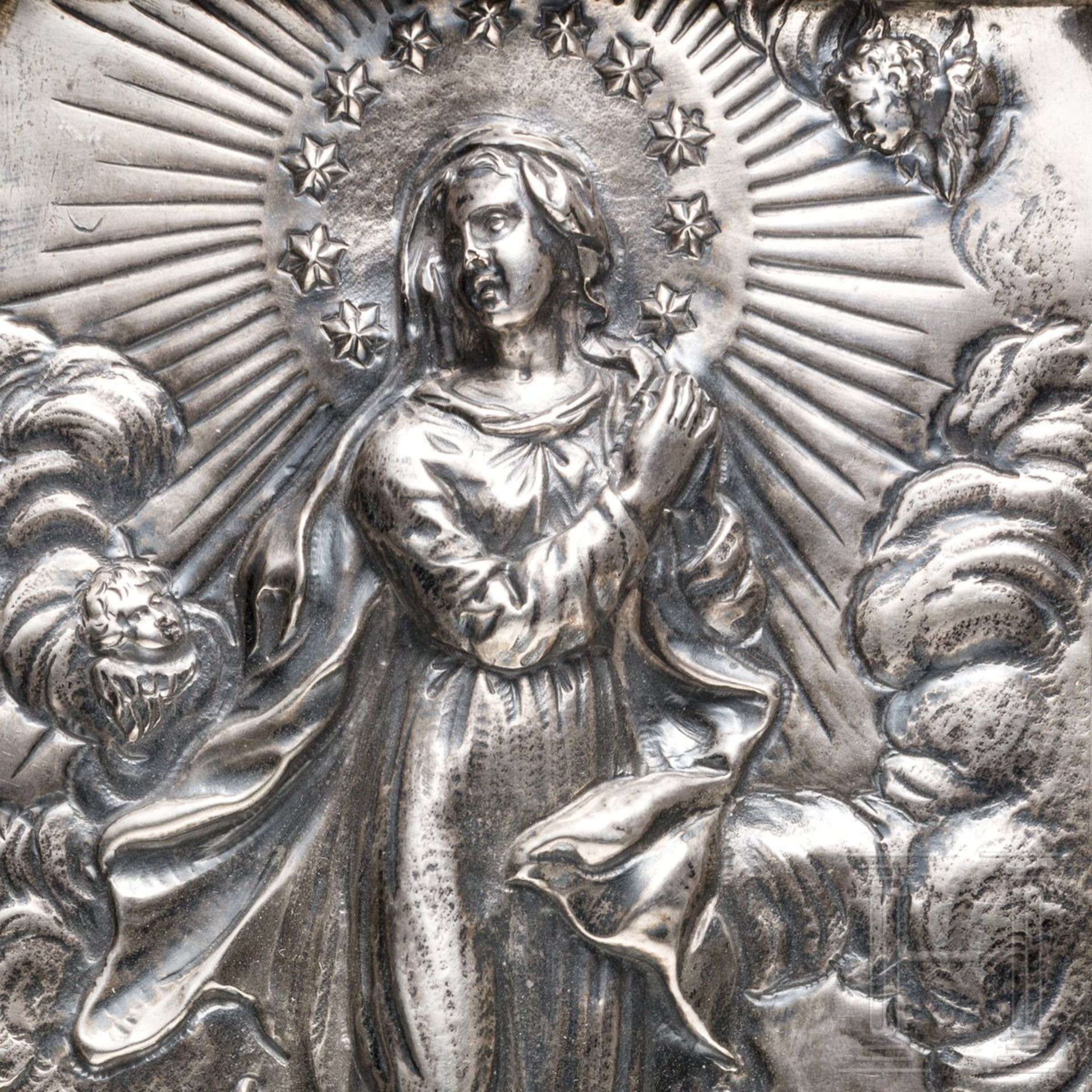 Maria Immaculata im Strahlenkranz in gemarktem Silber, um 1800 - Bild 5 aus 5
