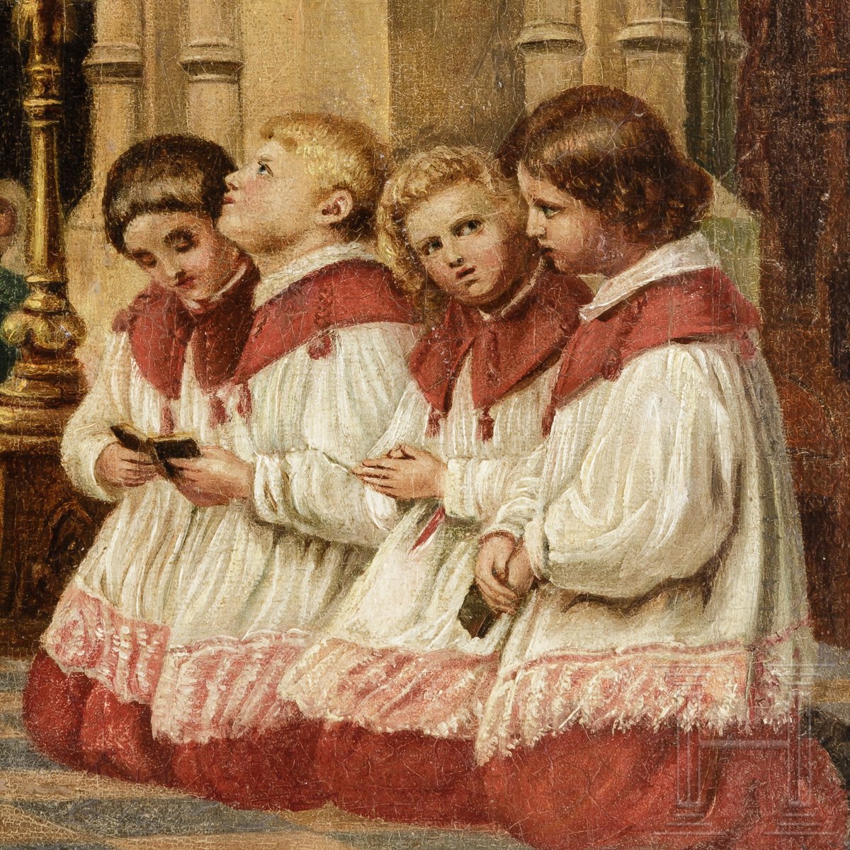 Ministranten beim Gebet, Gemälde, um 1900 - Image 2 of 4