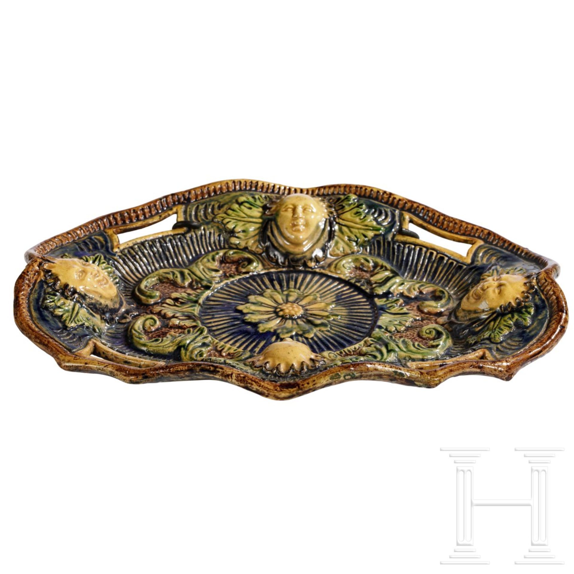 Ovale Fayence-Schale in der Art des George Palessy, Frankreich, um 1600 - Bild 2 aus 4