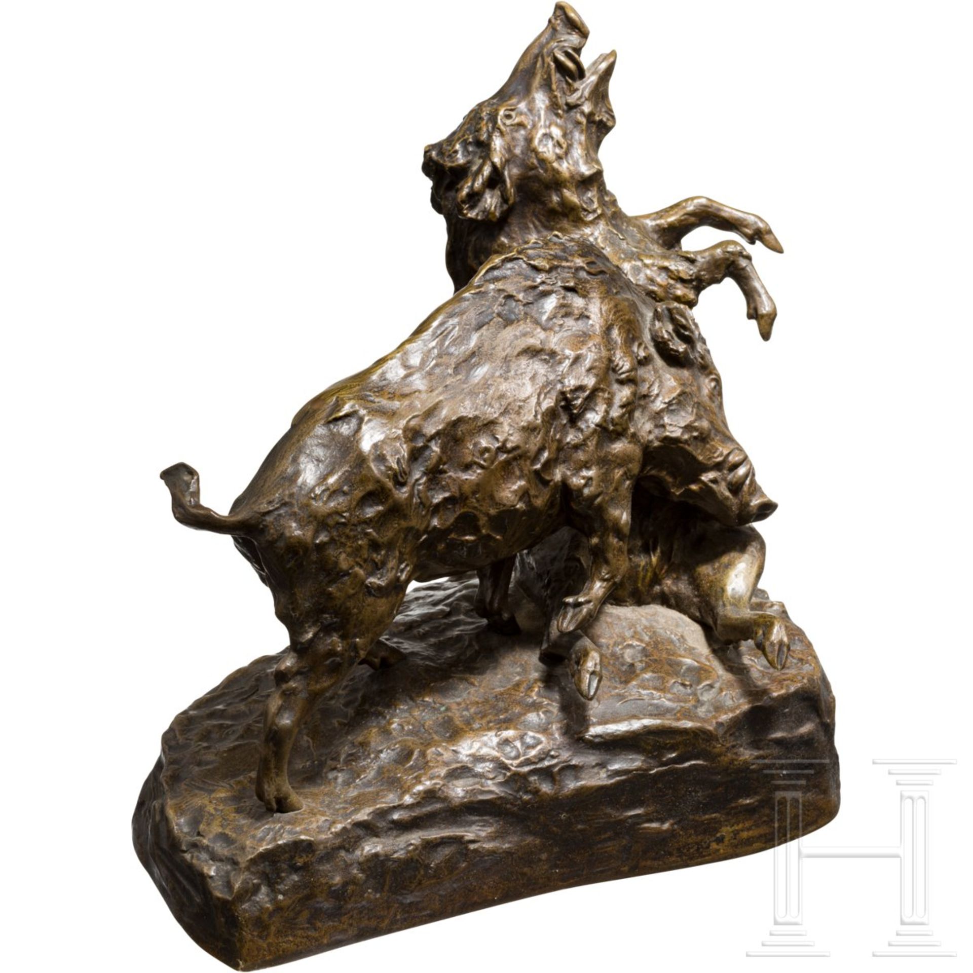 Friedrich Gornik (1877 - 1943) - Bronzeskulptur "Kämpfende Keiler" - Image 3 of 4