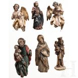 Fünf kleine religiöse Figuren, süddeutsch, 18. Jhdt.