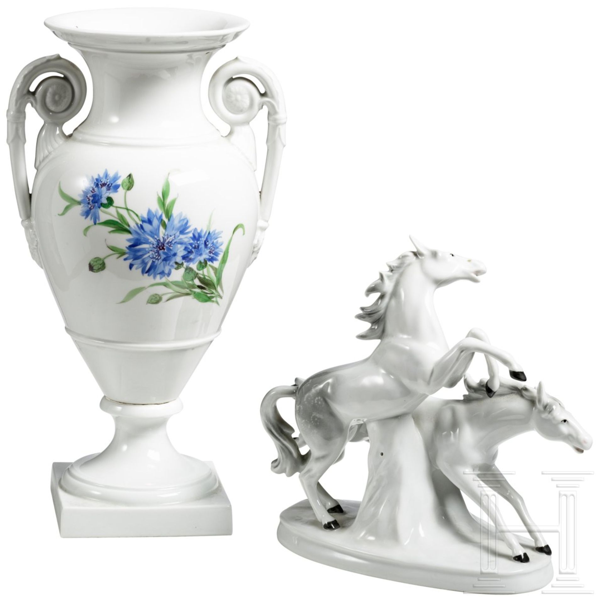 Vase im Stil des Empire, dazu eine Skulpturengruppe, deutsch, 20. Jhdt. - Bild 2 aus 7