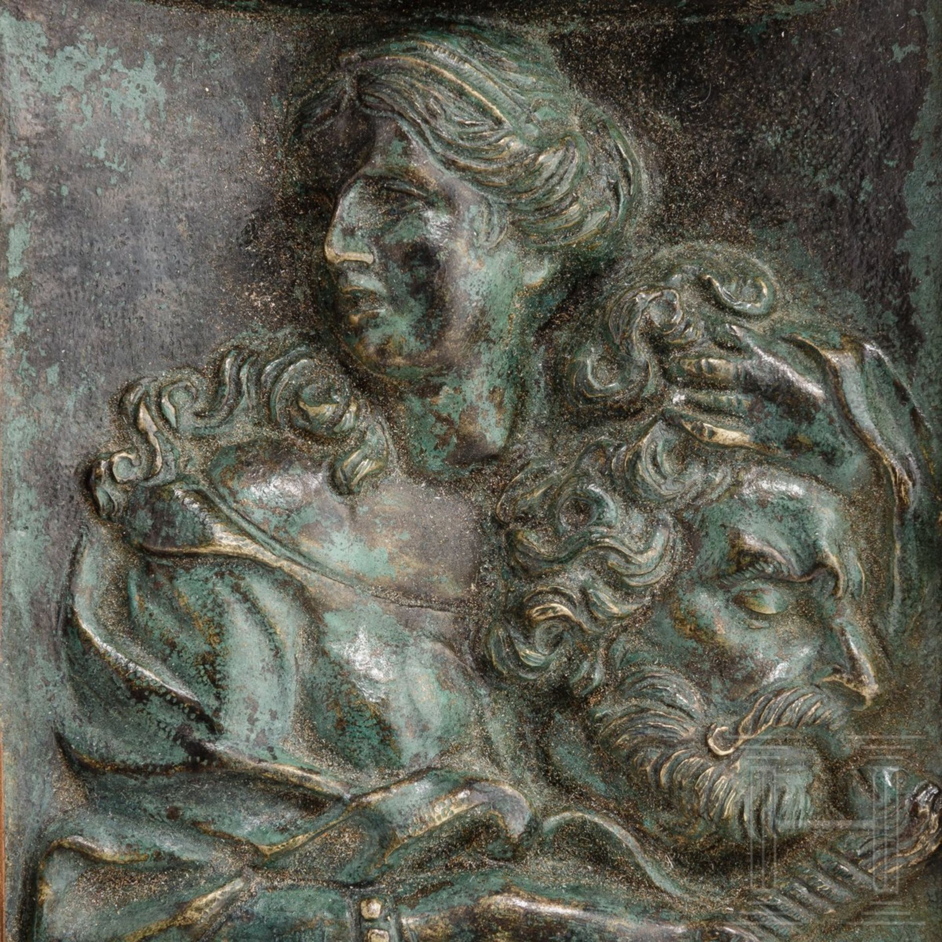 Bronzerelief mit der Darstellung Judiths mit dem Kopf des Holofernes, Italien, 19. Jhdt. - Bild 3 aus 3