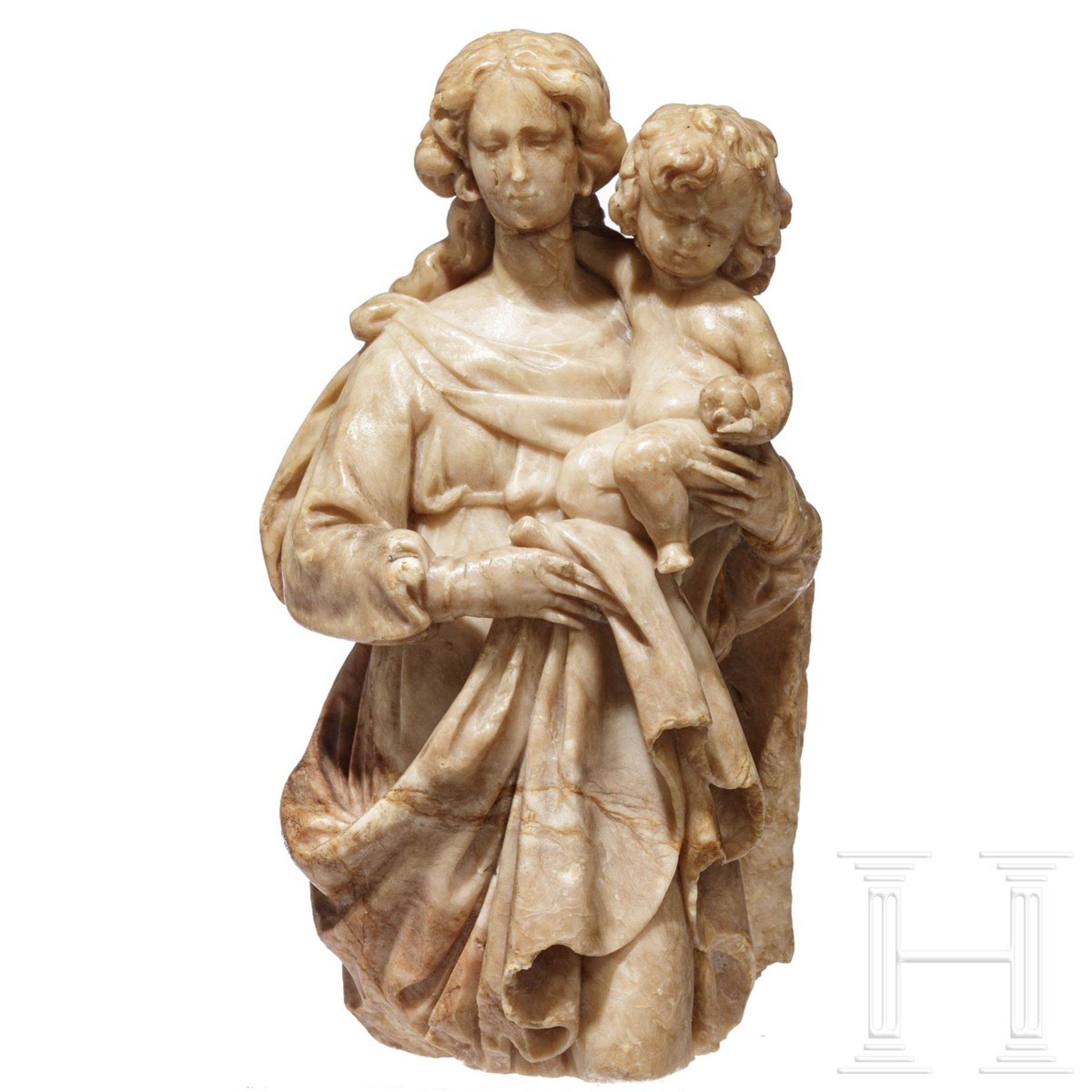 Madonnenfigur mit Jesuskind, Alabaster, flämisch, 16./17, Jhdt. - Image 3 of 9