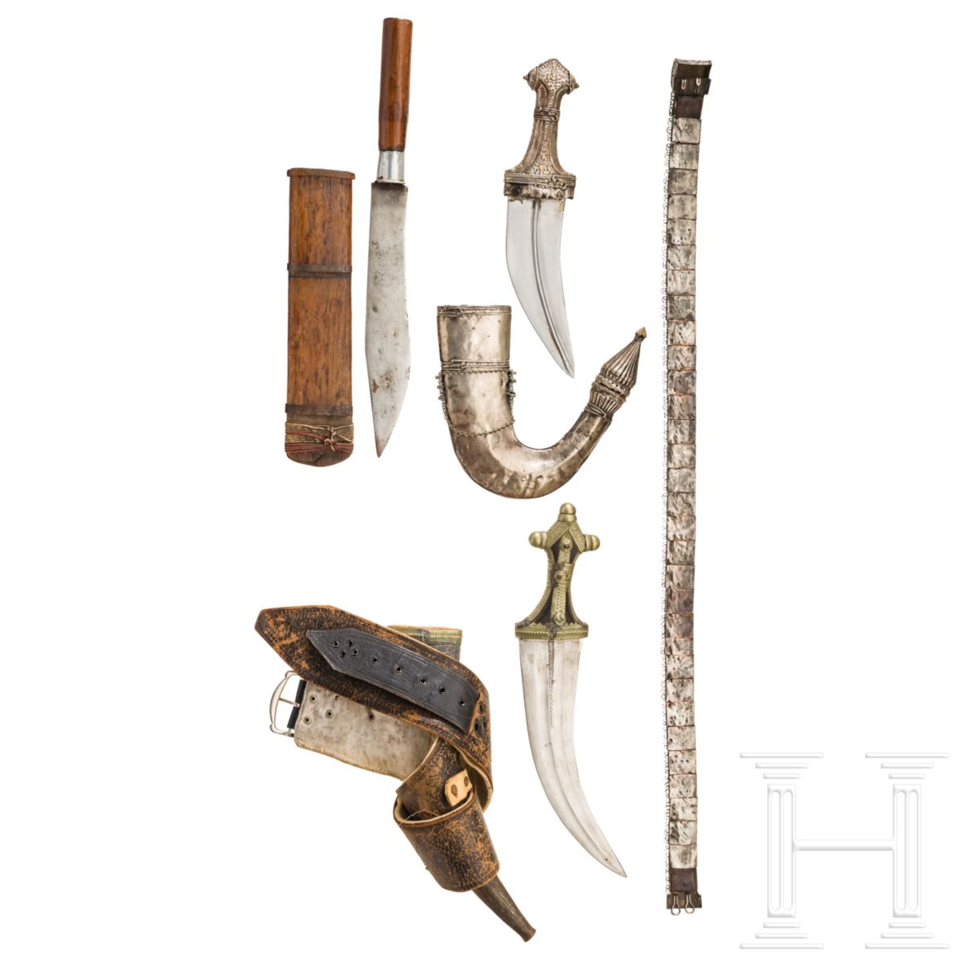Zwei Dolche, ein Messer und Gürtel, Jemen, Indonesien und Kaukasus, 19./20. Jhdt. - Image 2 of 2