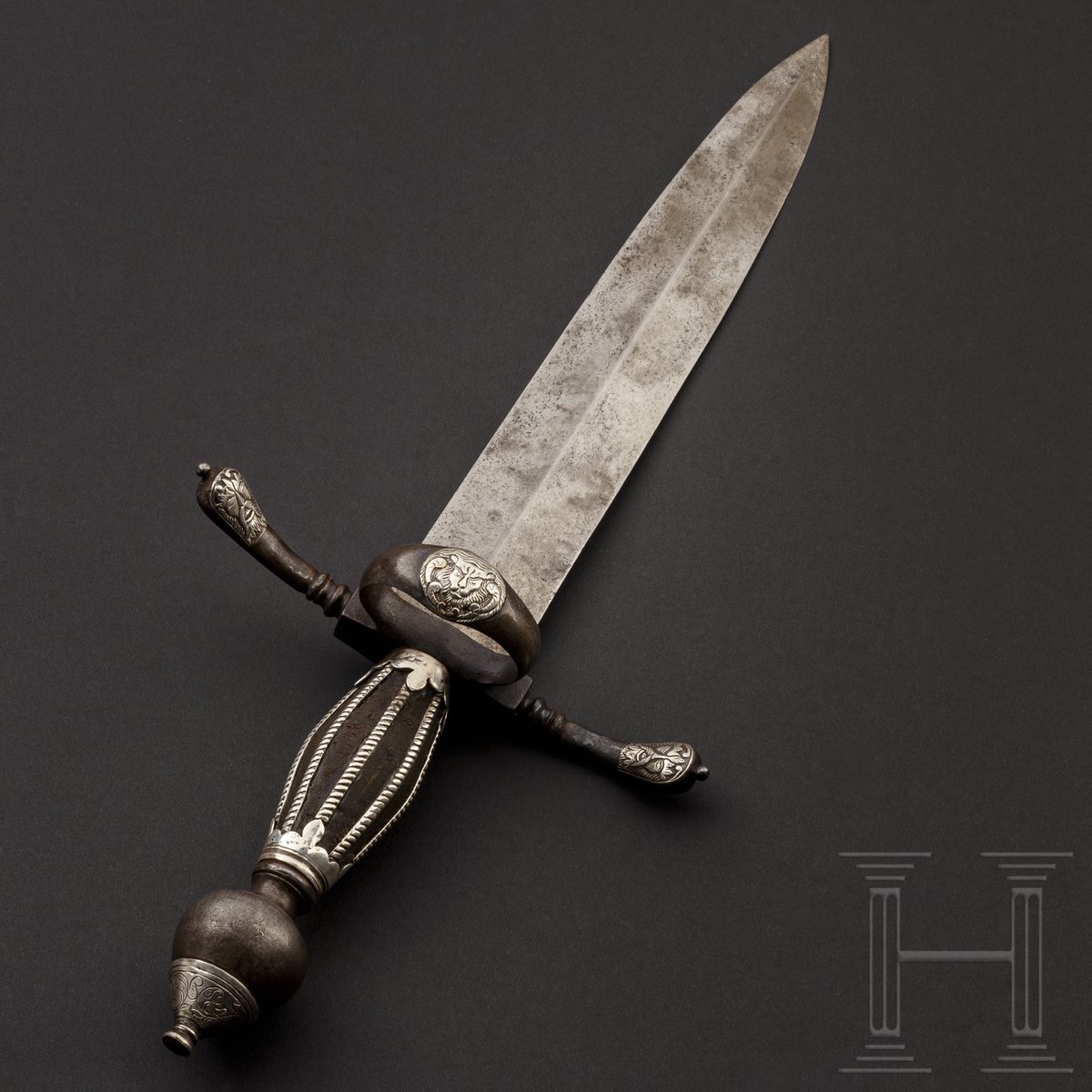 Silbermontierter Linkhanddolch, deutsch, Historismus im Stil um 1600