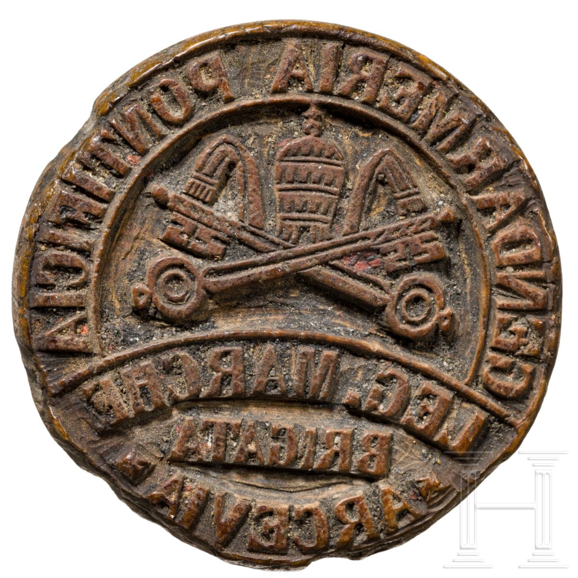 Stempel der päpstlichen Gendarmerie "Brigata Arcevia", 18./19. Jhdt.