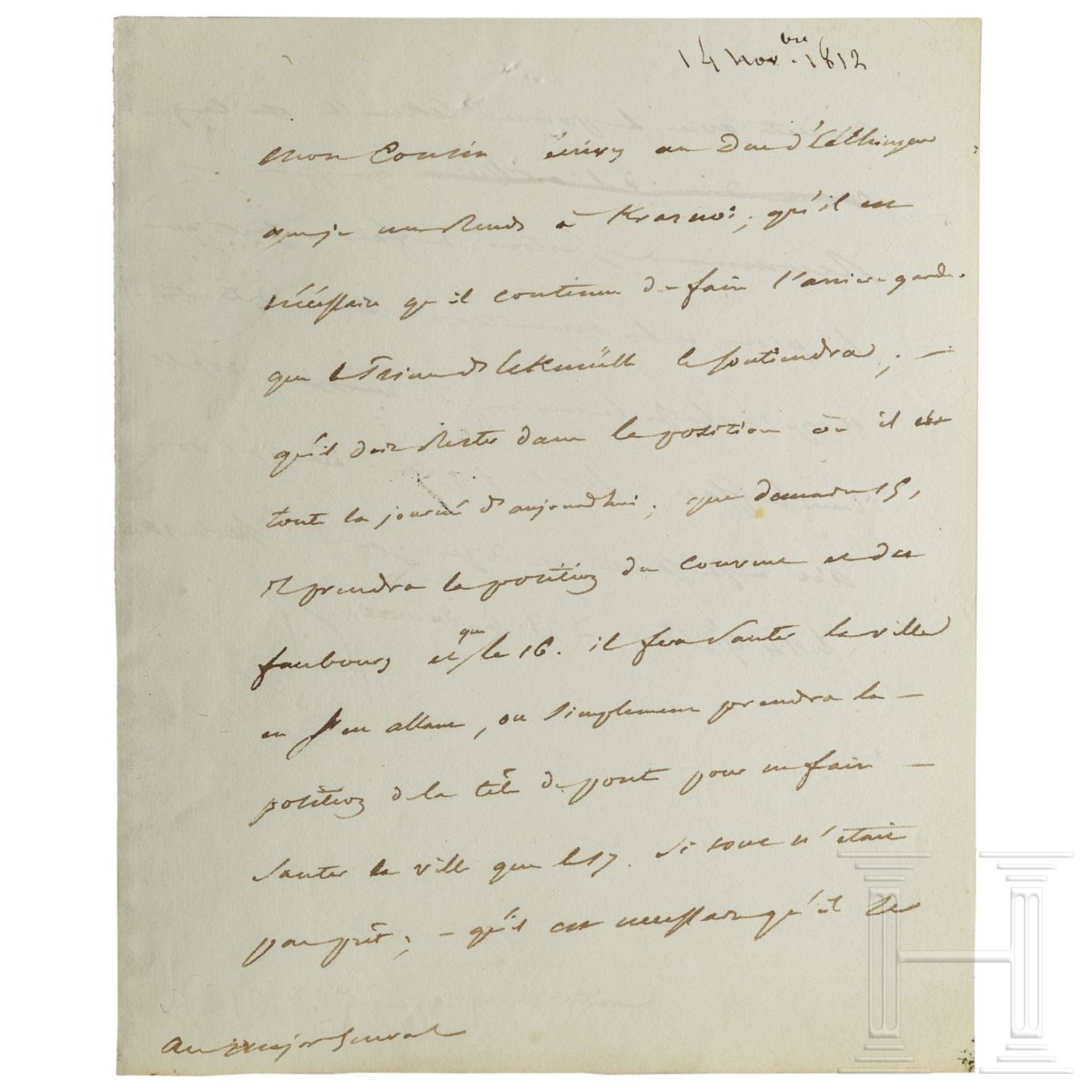 Napoleon I. - eigenhändig signierter Brief, Smolensk, 14.11.1812 um 8 Uhr morgens - Bild 2 aus 2