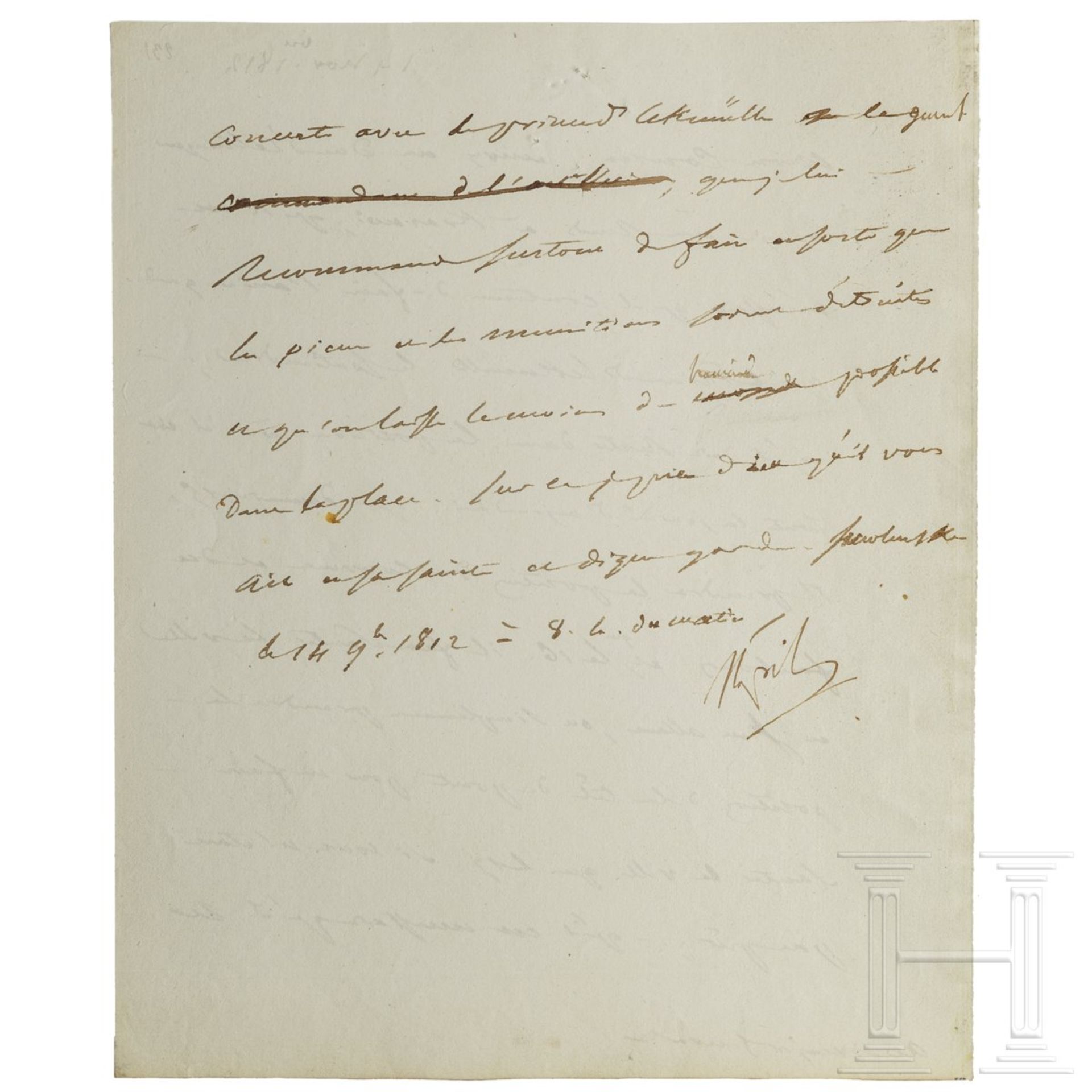 Napoleon I. - eigenhändig signierter Brief, Smolensk, 14.11.1812 um 8 Uhr morgens