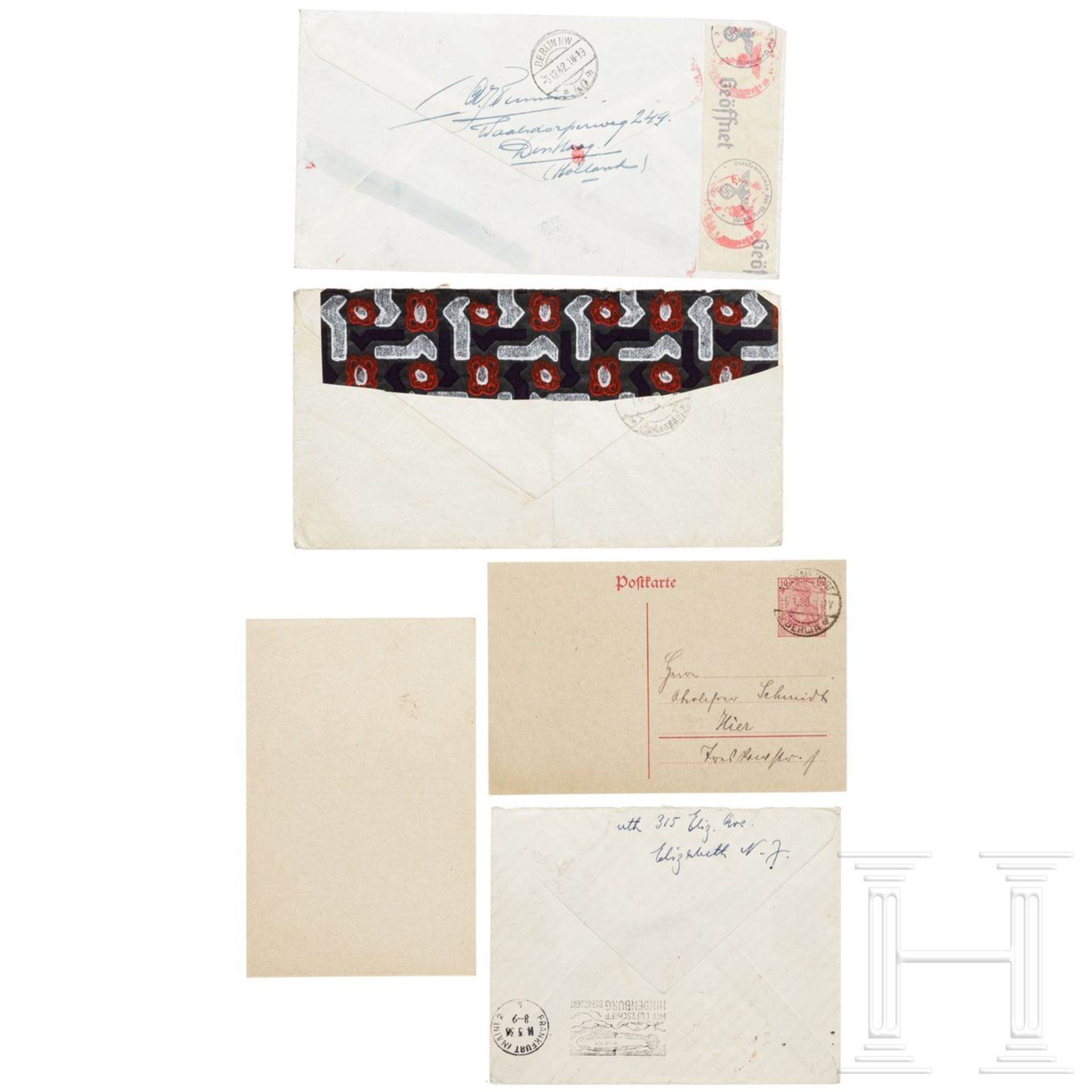 Zwei Briefkuverts von Bord des Luftschiffes LZ 129 "Hindenburg", 1936, sowie der "Graf Zeppelin", 19 - Bild 2 aus 2