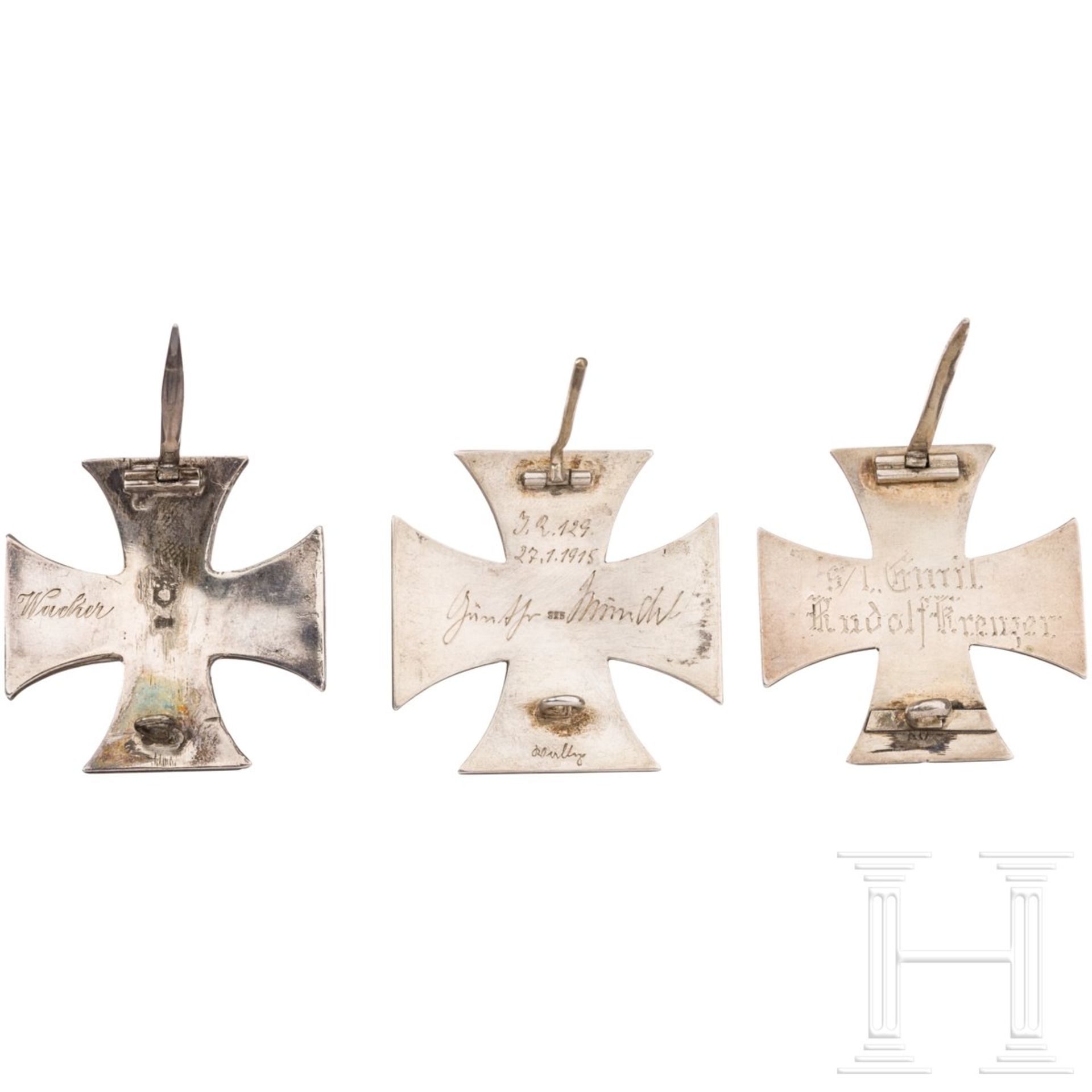 Drei Eiserne Kreuze 1. Klasse 1914 mit Gravuren - Bild 2 aus 2