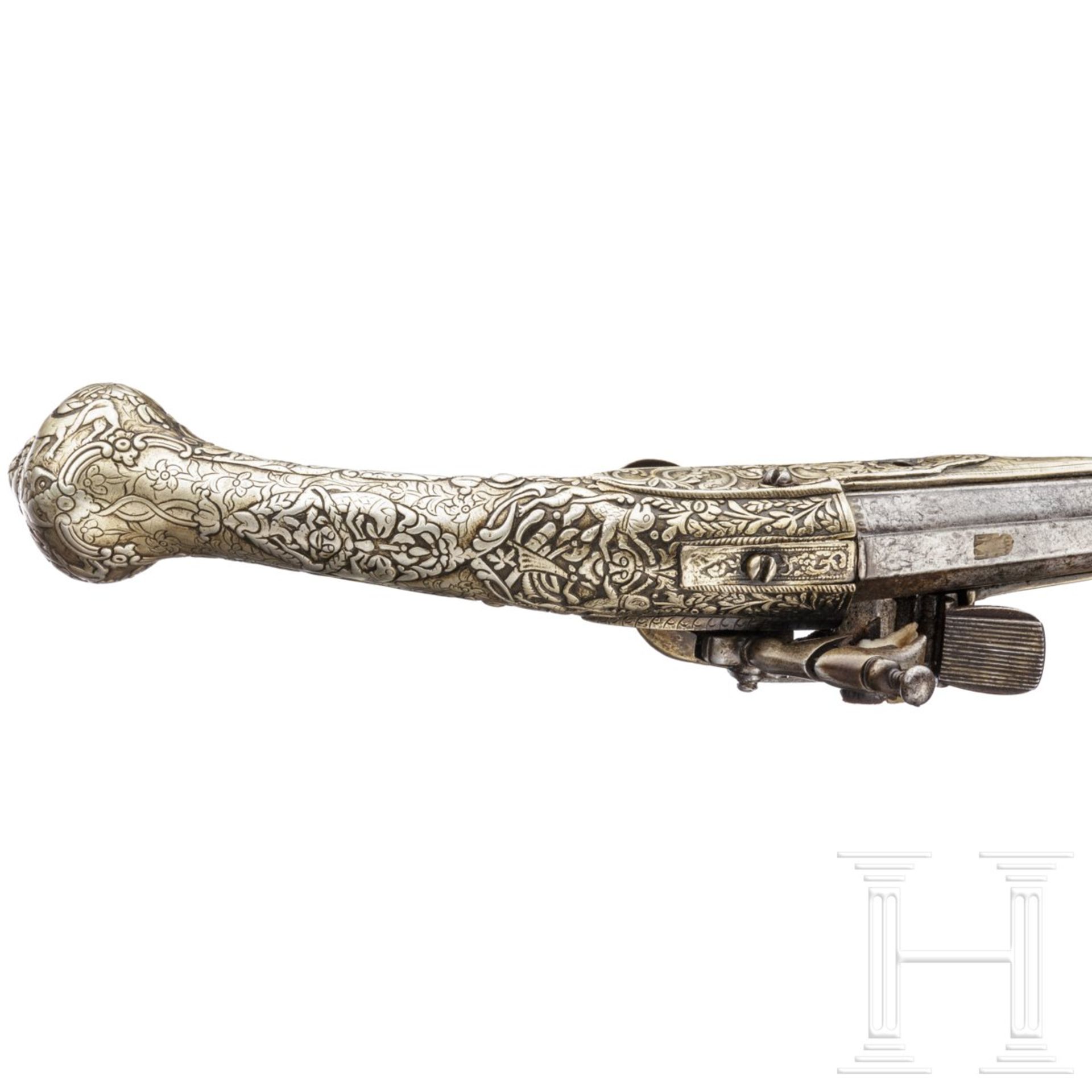 Silbergeschäftete Miquelet-Pistole, balkantürkisch/Albanien, um 1850 - Bild 3 aus 4