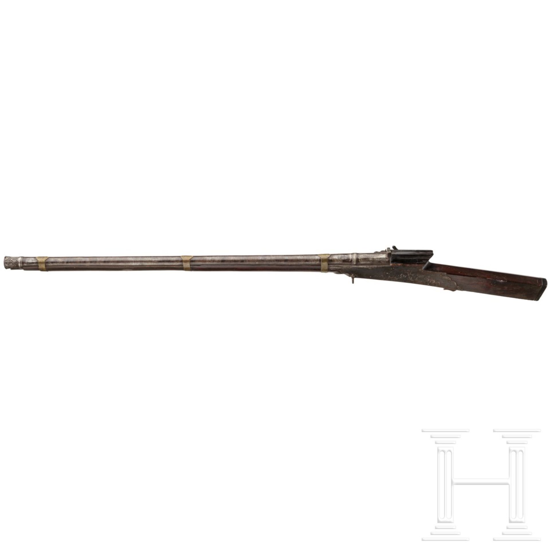 Schweres Luntenschlossgewehr, Indien, 19. Jhdt. - Bild 2 aus 2