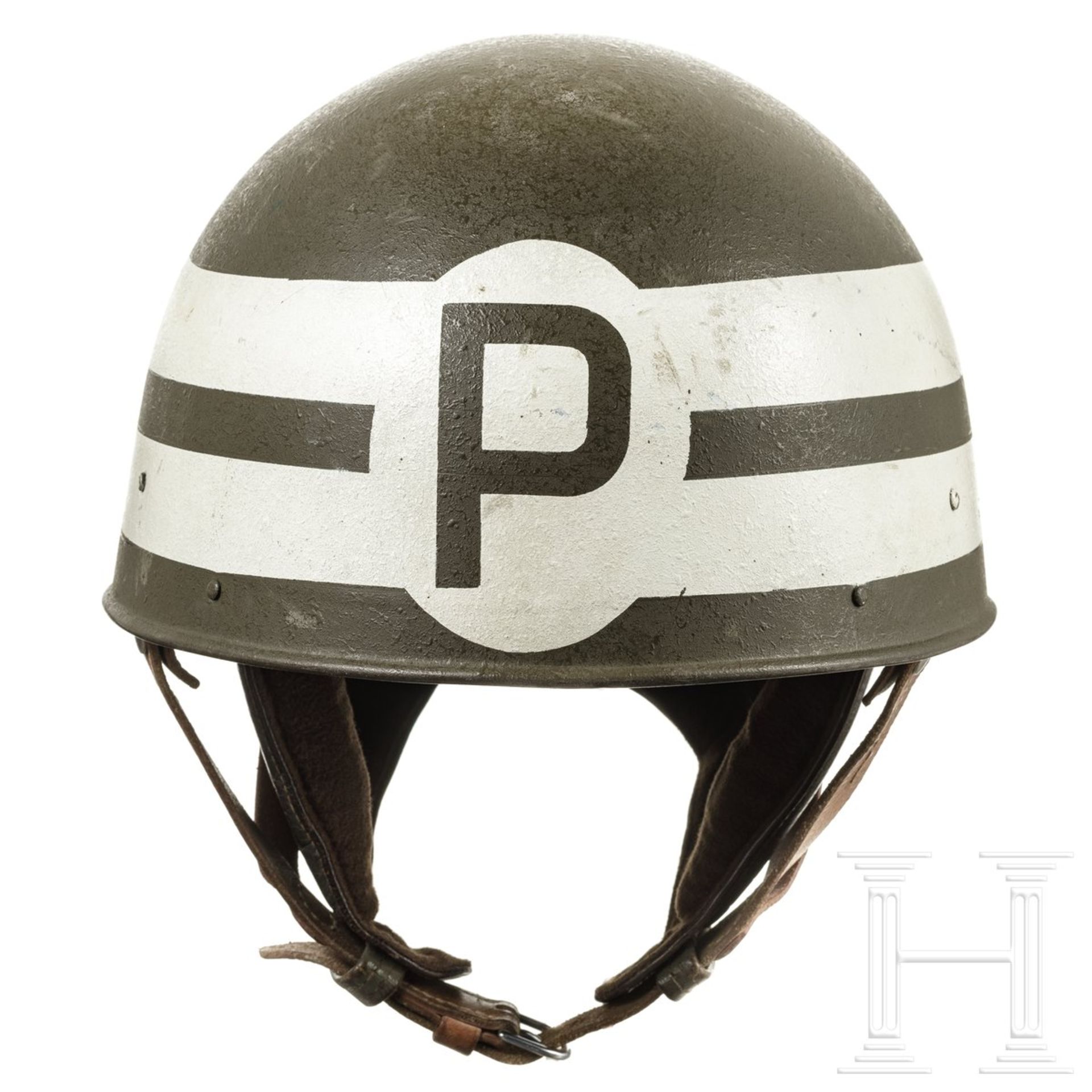 Stahlhelm M 48/62 der Militärpolizei, Schweiz, datiert 1967 - Bild 3 aus 5