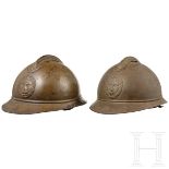 Zwei Stahlhelme M 15 (Adrian), Belgien, 1. Weltkrieg