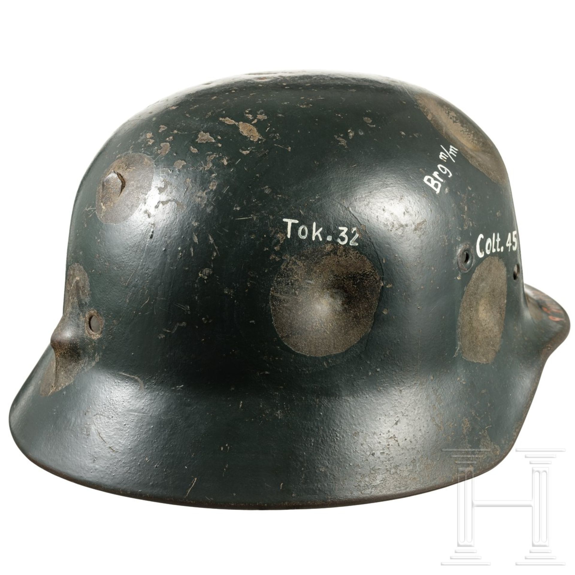 Stahlhelm M 40, beschossen, deutsch, 1940er Jahre - Bild 4 aus 6