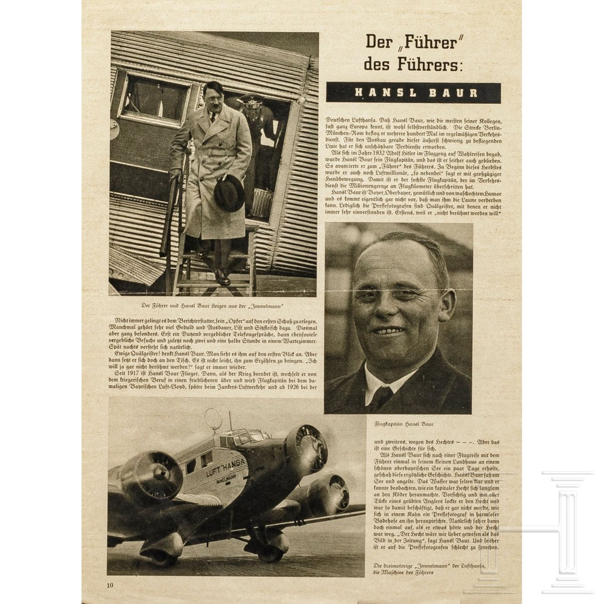 SS-GruF. Hans Baur - großformatiges Foto und zwei Zeitungsausschnitte - Image 4 of 4