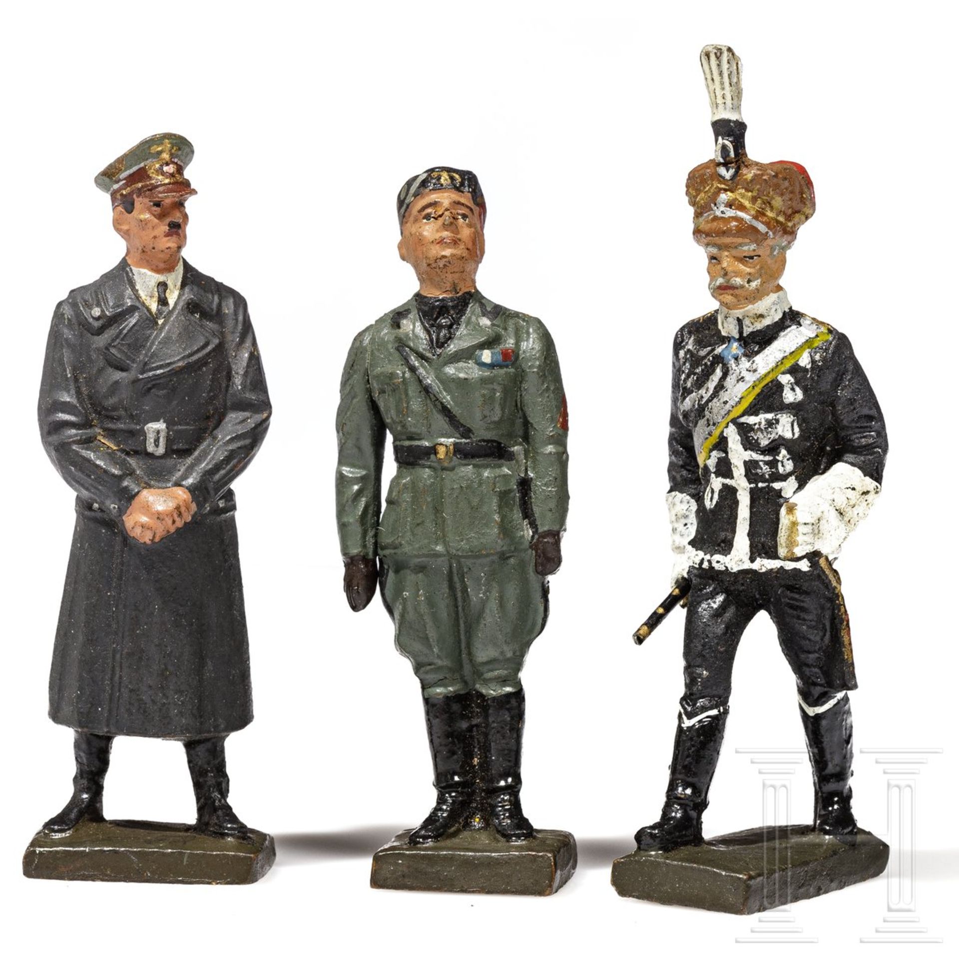 Drei Lineol-Figuren - Hitler, Mussolini und GFM von Mackensen