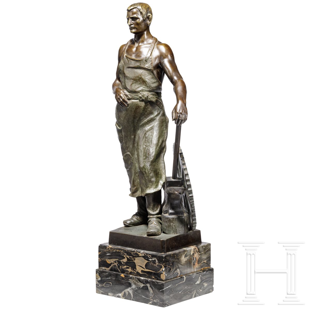 Große Bronzefigur eines Schmiedes am Amboss - Image 2 of 7