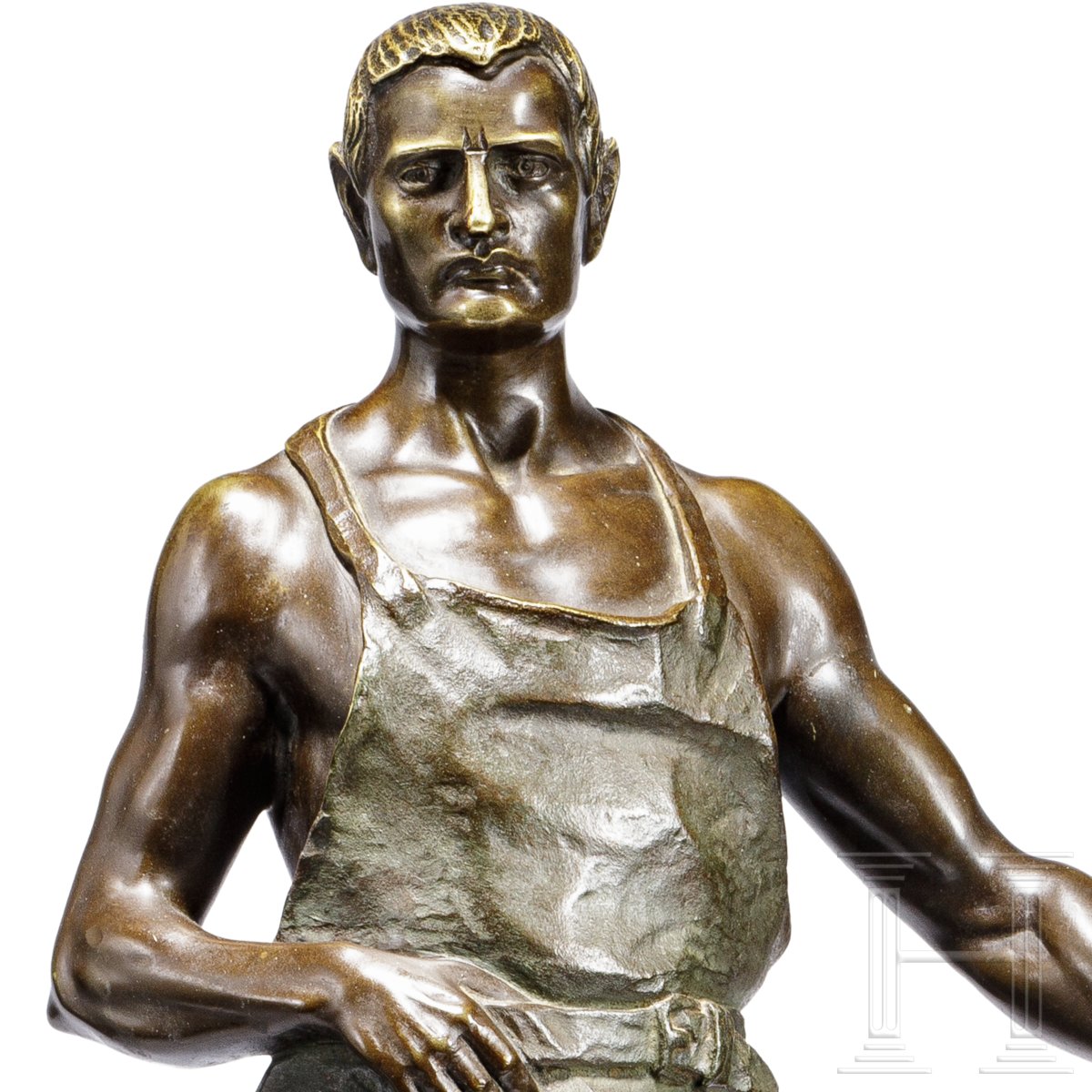 Große Bronzefigur eines Schmiedes am Amboss - Image 6 of 7
