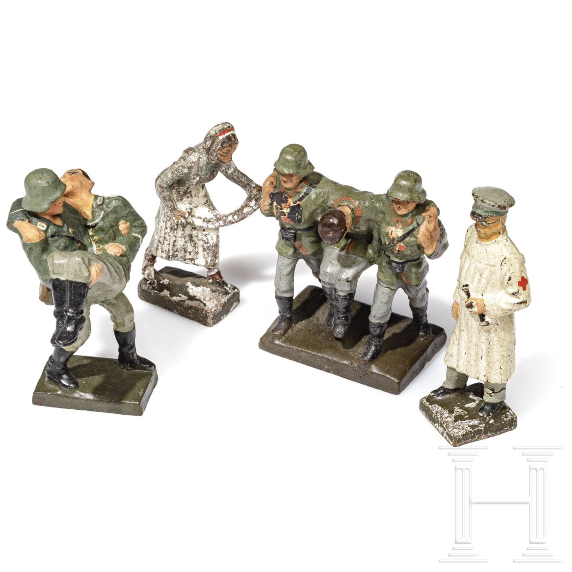 Ca. 25 Elastolin- und Lineol-Soldaten mit Sanitätsfiguren sowie drei Laufgräben  - Bild 3 aus 7
