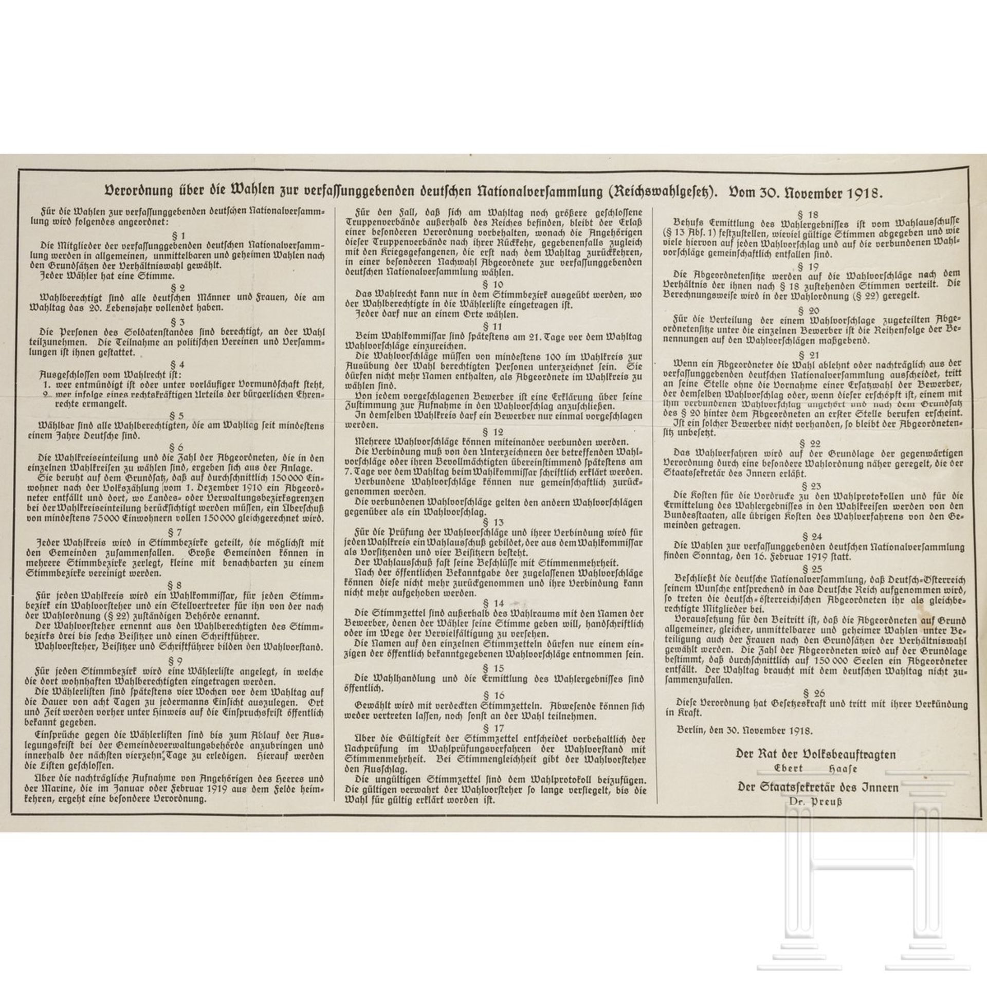 Plakat zu den Ergebnissen der Wahl zur Nationalversammlung 1919 - Image 3 of 4