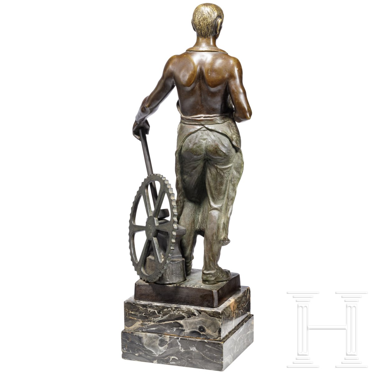Große Bronzefigur eines Schmiedes am Amboss - Image 4 of 7