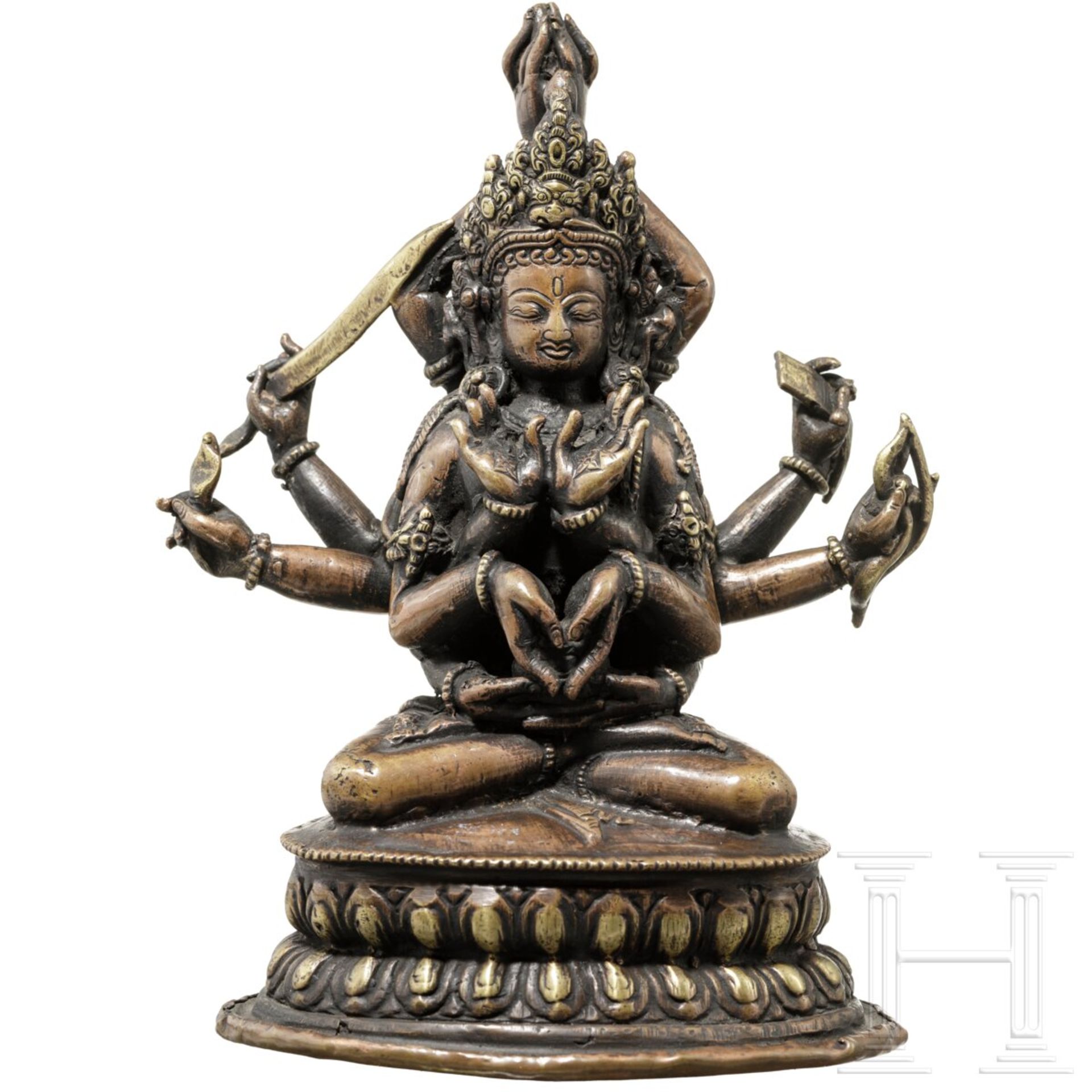Zehnarmiger Avalokiteshvara, Bronze, Tibet, 19. - frŸhes 20. Jhdt.