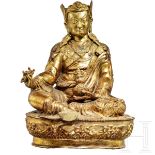Padmasambhava-Bronze-Statuette, sino-tibetisch, 19. Jhdt.