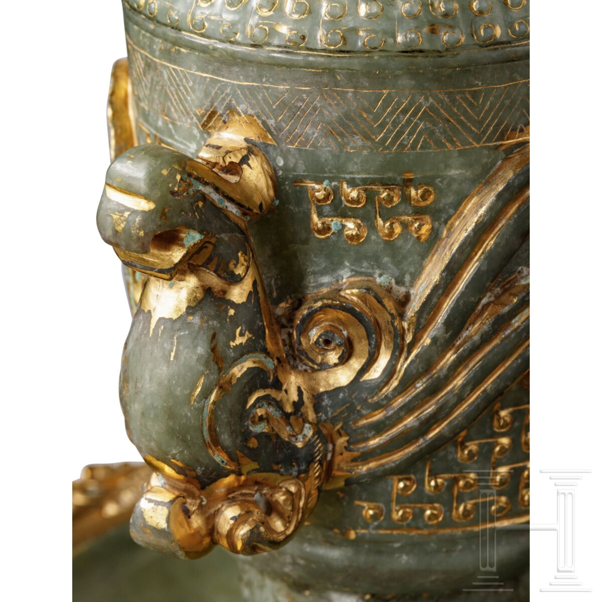 Mehrteiliges teilvergoldetes AltargefŠ§, Jade, China - Image 4 of 7
