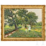 Wilhelm Schreuer (1866 - 1933) - "Sommerlicher Spaziergang mit Kindern im Park", impressionistisches