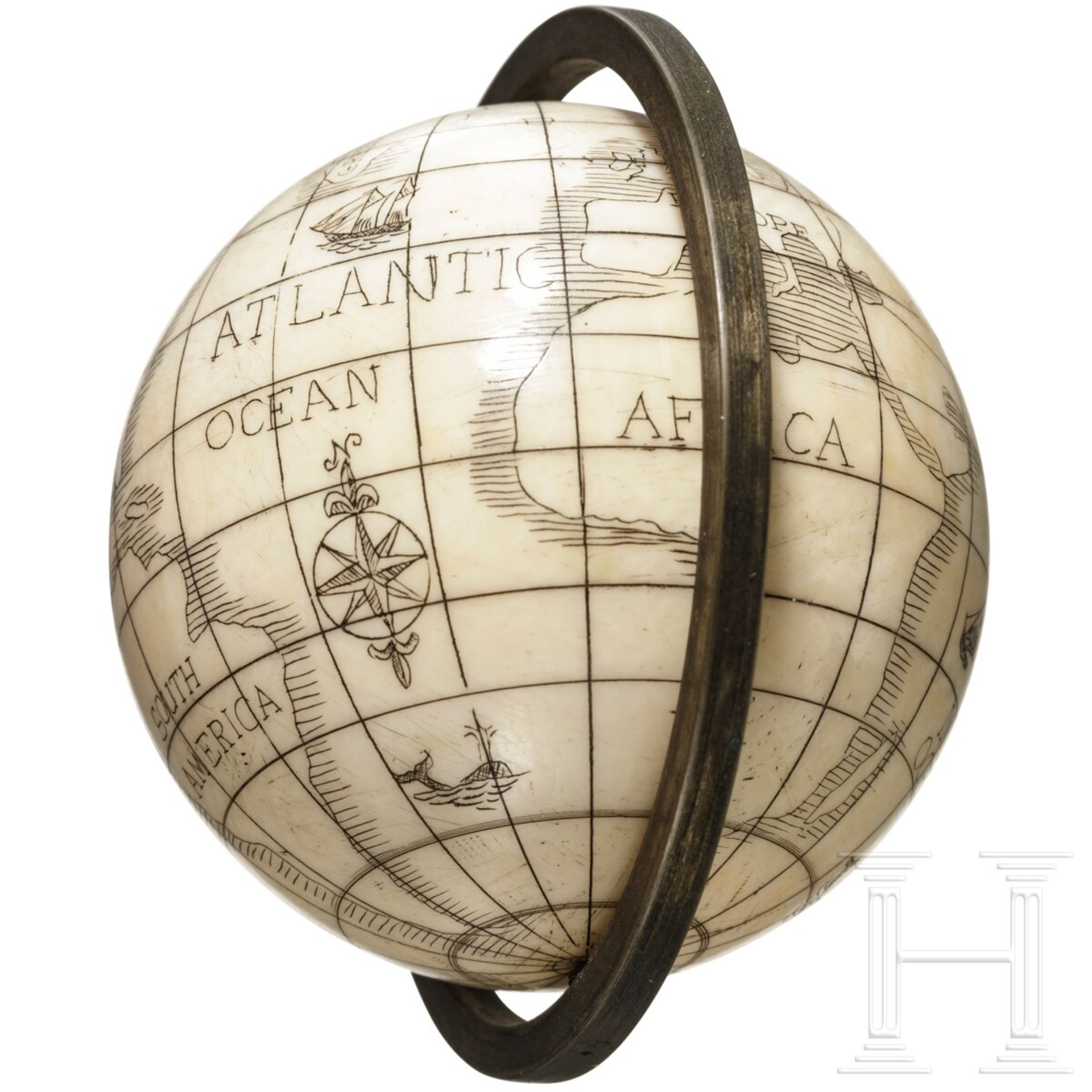 Kleiner Globus aus Elfenbein, England, 19. Jhdt. - Bild 2 aus 4