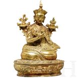 Vergoldete Lama-Statuette, sino-tibetisch, 19. - 20. Jhdt.