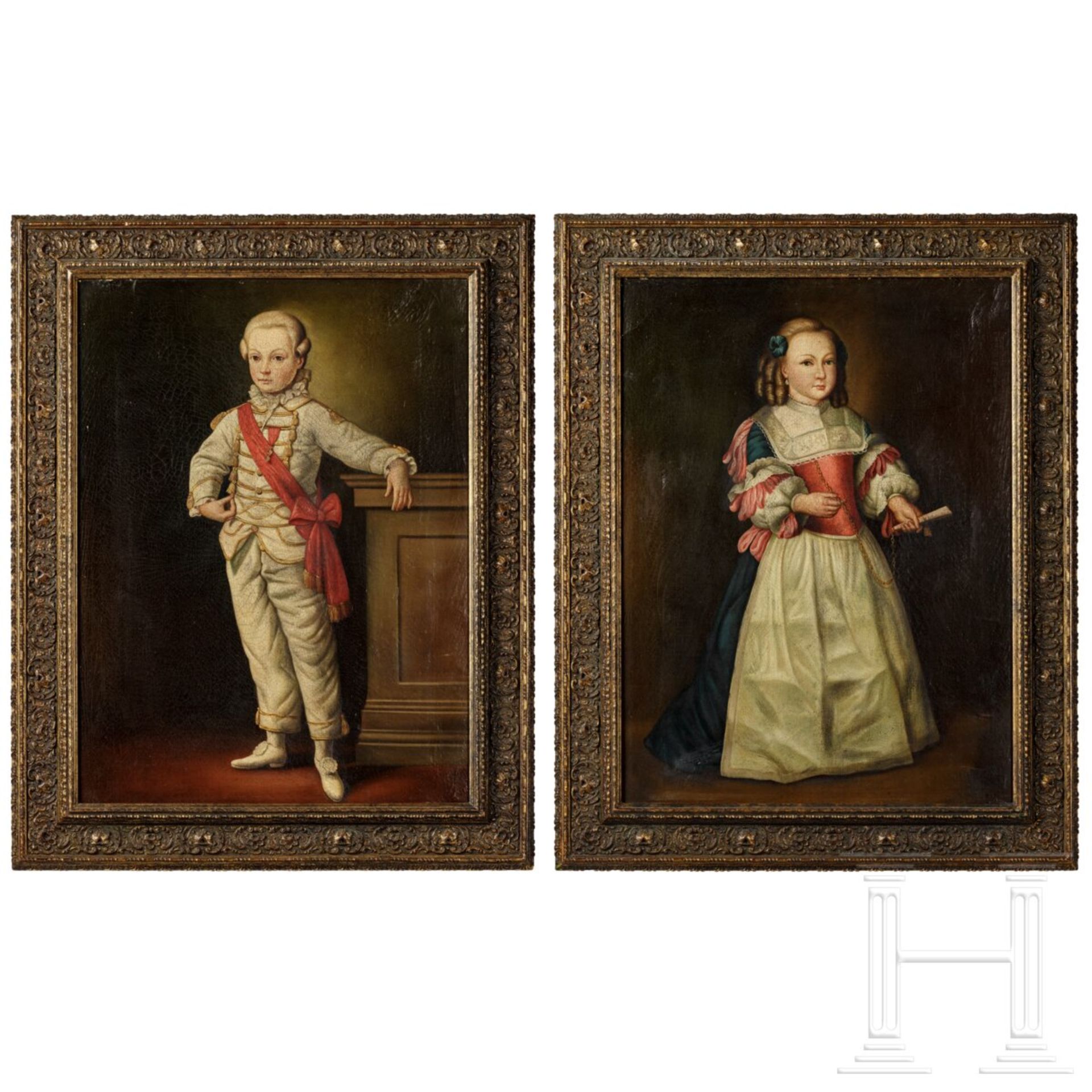 Kinderportraits von Joseph II. und seiner Schwester Maria Christina von …sterreich, um 1750