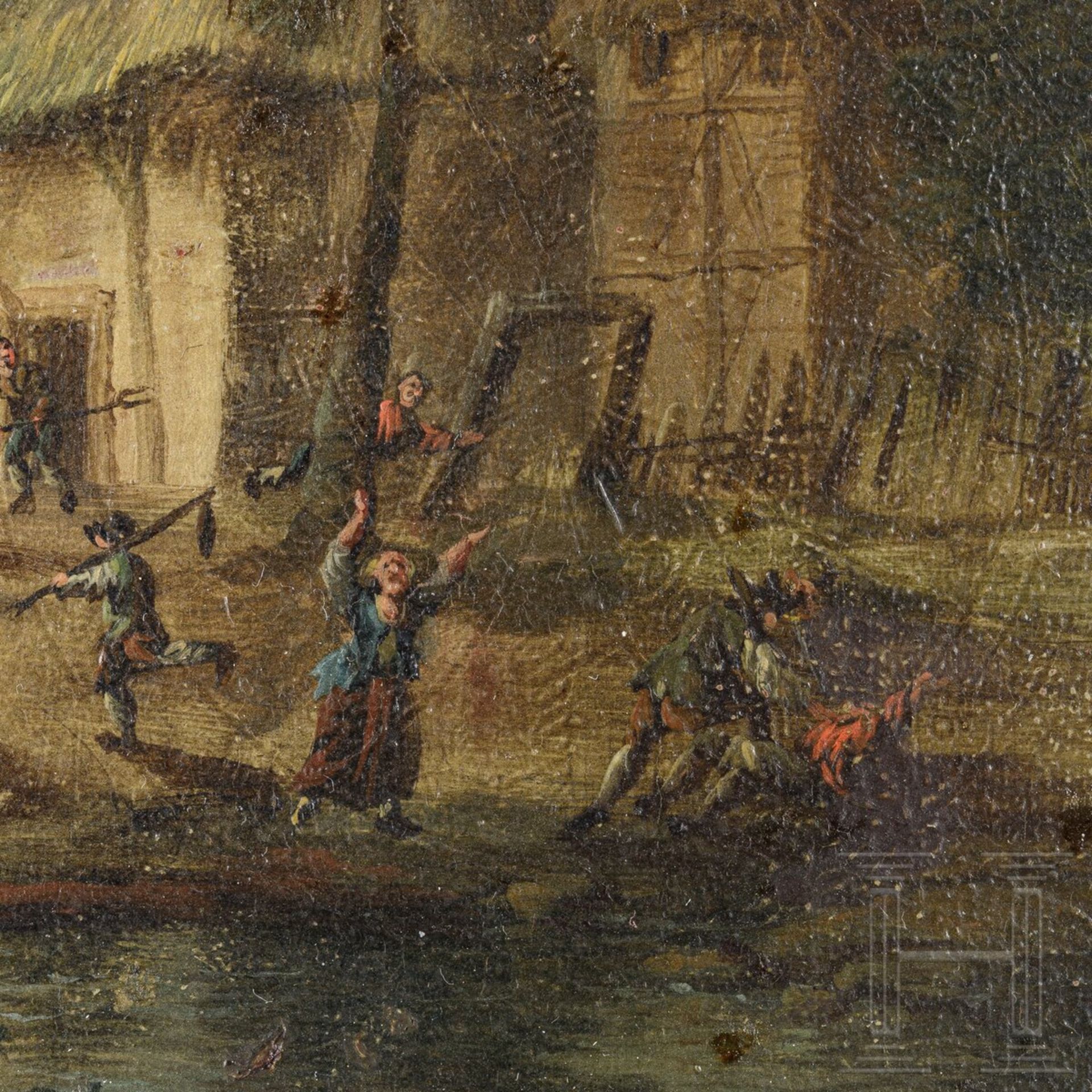 "NŠchtlicher †berfall", GemŠlde in der Art des Aert van der Neer (1603 - 1677) - Bild 2 aus 7
