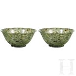 Ein Paar exzeptionelle Jade-SchŸsseln, China, 1880 - 1950