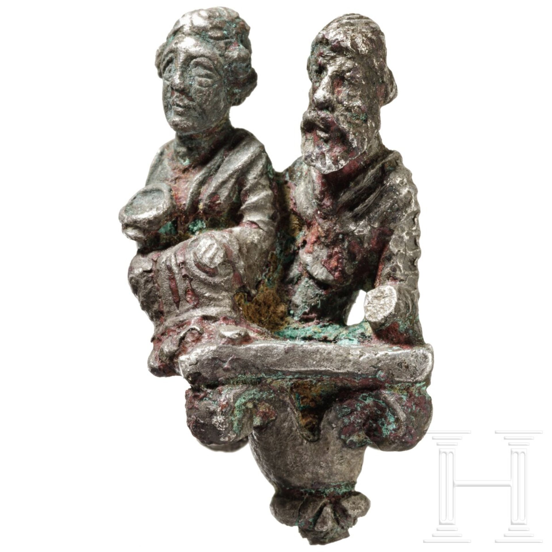 Nadelkopf mit Paar, spŠtparthisch, 250 - 300 n. Chr. - Bild 2 aus 5
