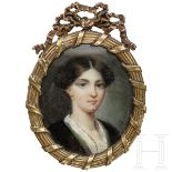 Portrait einer jungen Dame, Miniatur auf Elfenbein, wohl Frankreich, um 1820