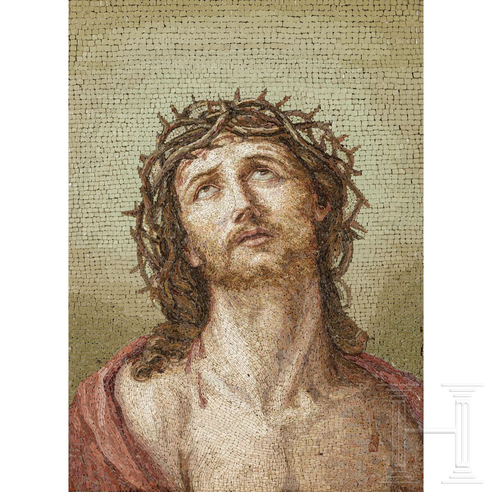 Gro§flŠchiges Mikromosaik "Christus mit Dornenkrone", Rom, um 1800 - Bild 2 aus 4