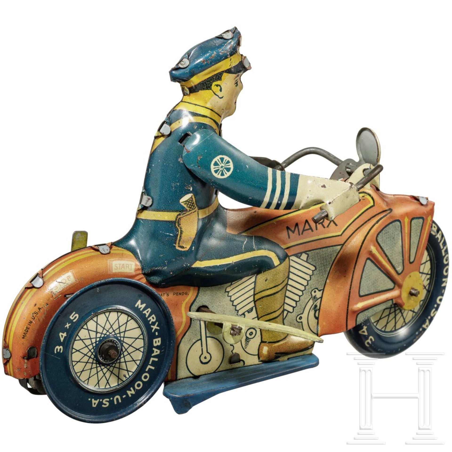 Polizei-Motorradfahrer von Marx Toys mit AufziehschlŸssel - Image 2 of 5