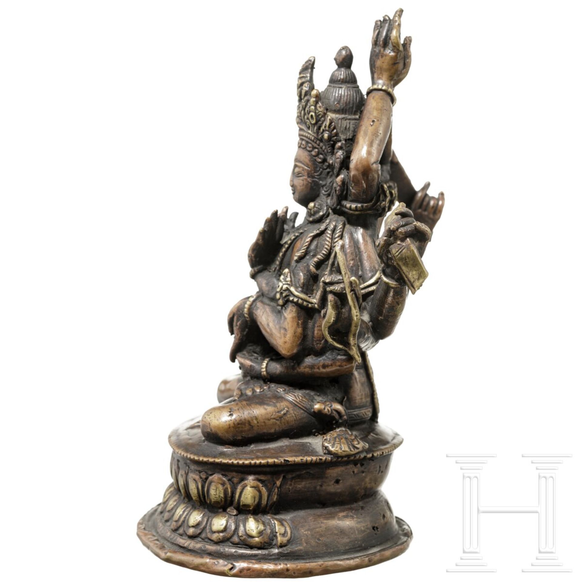 Zehnarmiger Avalokiteshvara, Bronze, Tibet, 19. - frŸhes 20. Jhdt. - Image 3 of 8